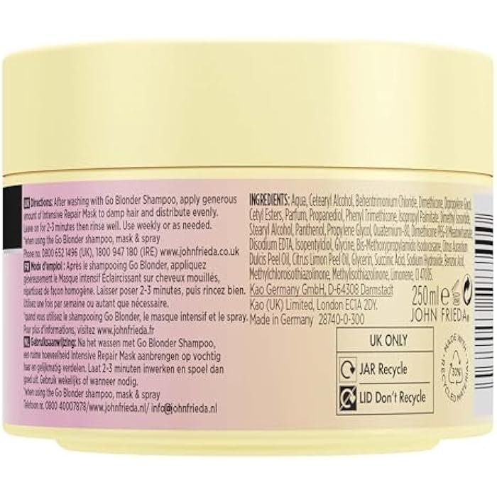 John Frieda Go Blonder Intensive Repair Mask for Blonde and Highlighted Hair 250 ml - Image 2
